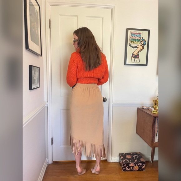Y2K Vintage Fringe Asymmetrical Midi Skirt - Picture 3 of 8